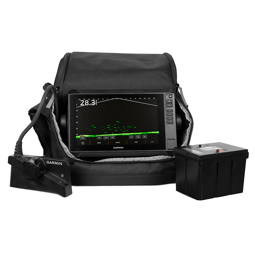 Garmin ECHOMAP UHD2 93SV LiveScope Plus Ice Fishing Bundle LI wECHOMAP UHD2 93sv LiveScope Plus System  Lithiumion