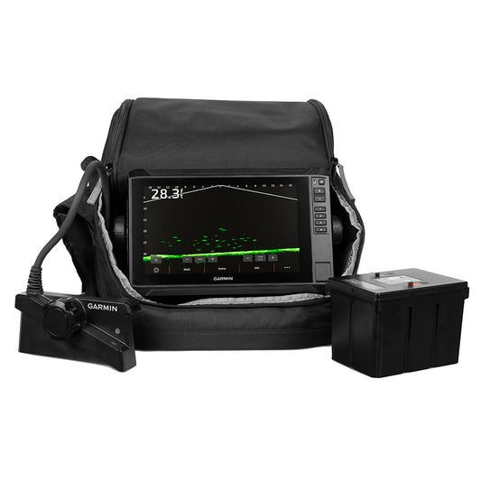 Garmin ECHOMAP UHD2 93SV LiveScope Plus Ice Fishing Bundle LI wECHOMAP UHD2 93sv LiveScope Plus System  Lithiumion